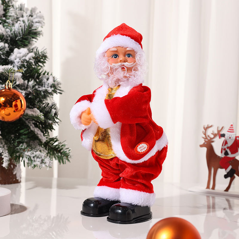 Picture of Cross-border Electric Santa Claus shaking hip playing guitar with music Christmas little old man decorations Doll Gift