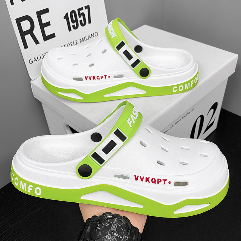 Picture of Eva Sandals Men's Summer Breathable New Lightweight Soft Bottom Baotou Croc Shoes Men's Slippers Two-Purpose Beach Shoes Wholesale