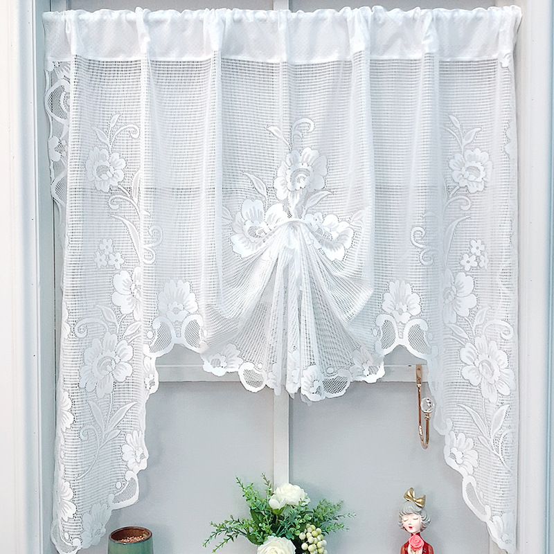 Picture of American-style pastoral fresh lace pull curtain Roman lifting gauze curtain bay window kitchen partition door curtain one-piece delivery