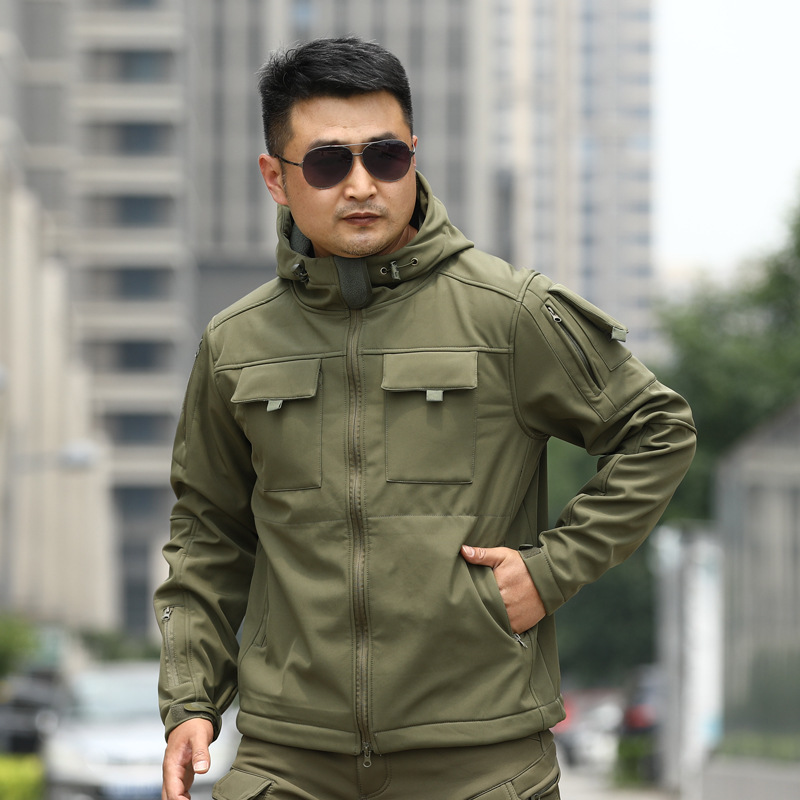 Picture of Cross-border men's autumn and winter TAD shark skin soft shell assault clothing camouflage winter clothing sports outdoor tactical fleece clothing