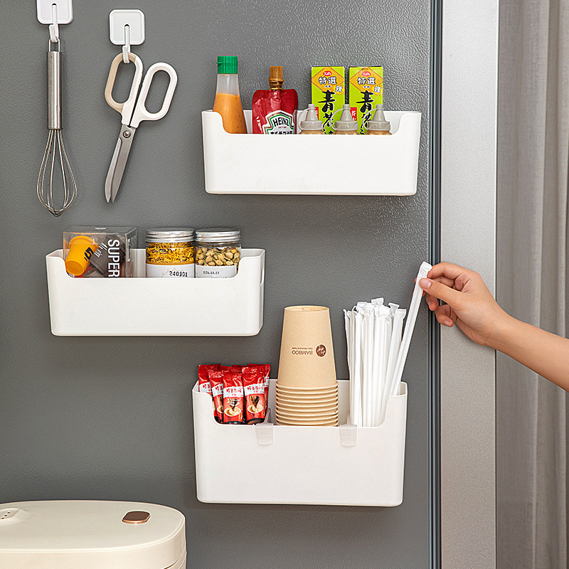 Refrigerator Magnetic Absorption Storage Box Entrance Door Rear Outer Side Storage Rack Kitchen Magnet Wall-mounted Storage Box