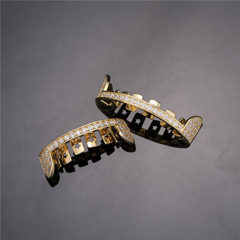 European and American hip-hop braces single row full of diamond fangs hiphop fashion accessories for men and women cross-border manufacturers wholesale