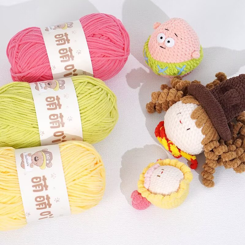 3mm matte chenille wool group diy hand-woven doll thread scarf hat pendant wool