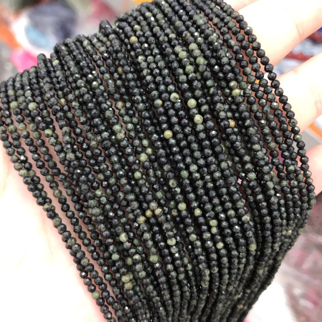 Picture of 2/3/4mm Sparrow green eye stone cut surface small round beads loose beads semi-finished products wholesale DIY handmade jewelry accessories
