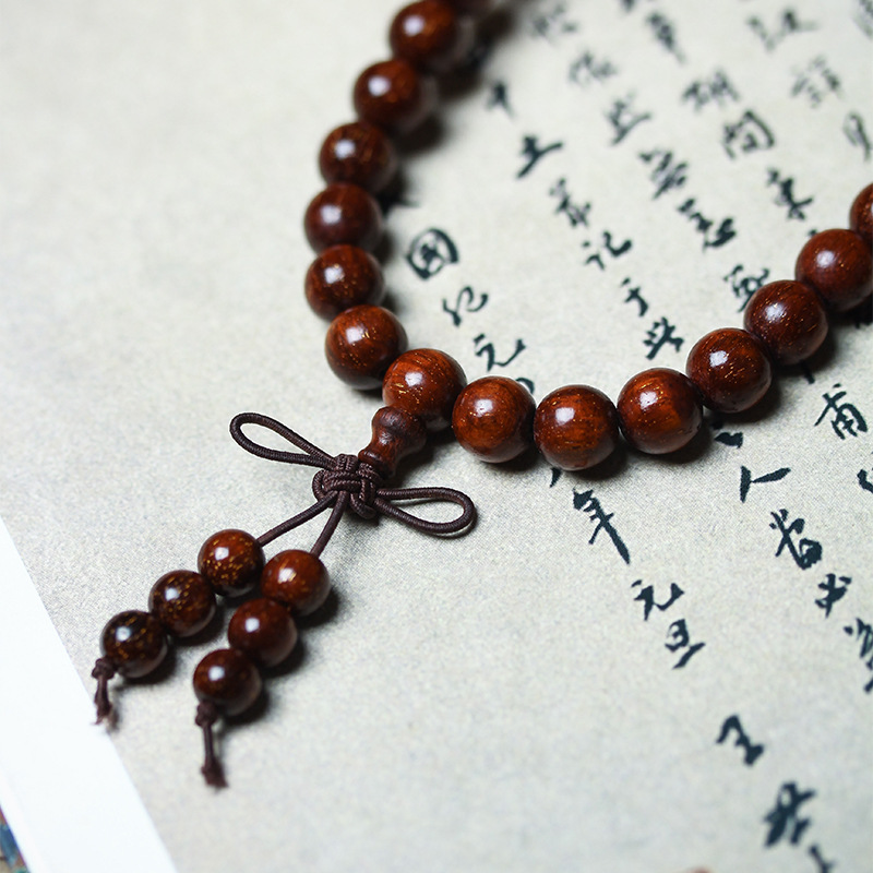 Picture of Natural Indonesia True Venus Leaflet Rosewood High Density Submerged Blood Sandalwood 108 Buddha Beads Plate Wen Play Men's and Women's Handstrings