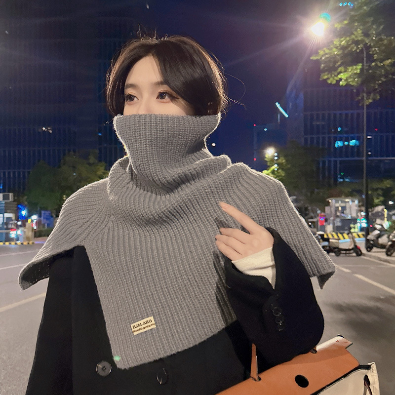 Fashionable split turtleneck shawl women's autumn and winter Korean style versatile knitted scarf cold-proof warm pullover wool scarf