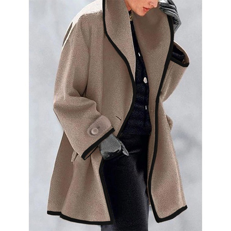Picture of Plus-Size Baggy Thin Outwear Popular European and American Fashion Export Loose Woolen Mid-Length Outwear for Women