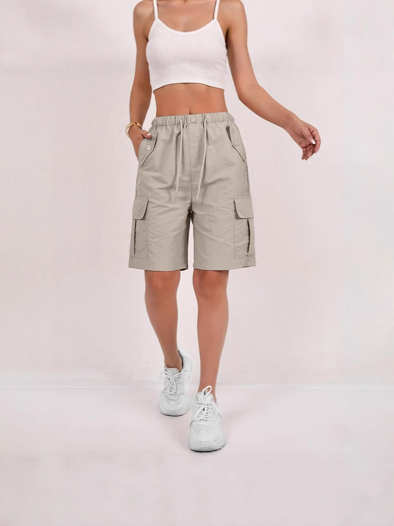 European and American Cross-Border Women's Clothing Amazon Independent Station New Style Personalized Quick-Drying Workwear Five-Point Pants Casual Shorts Trend