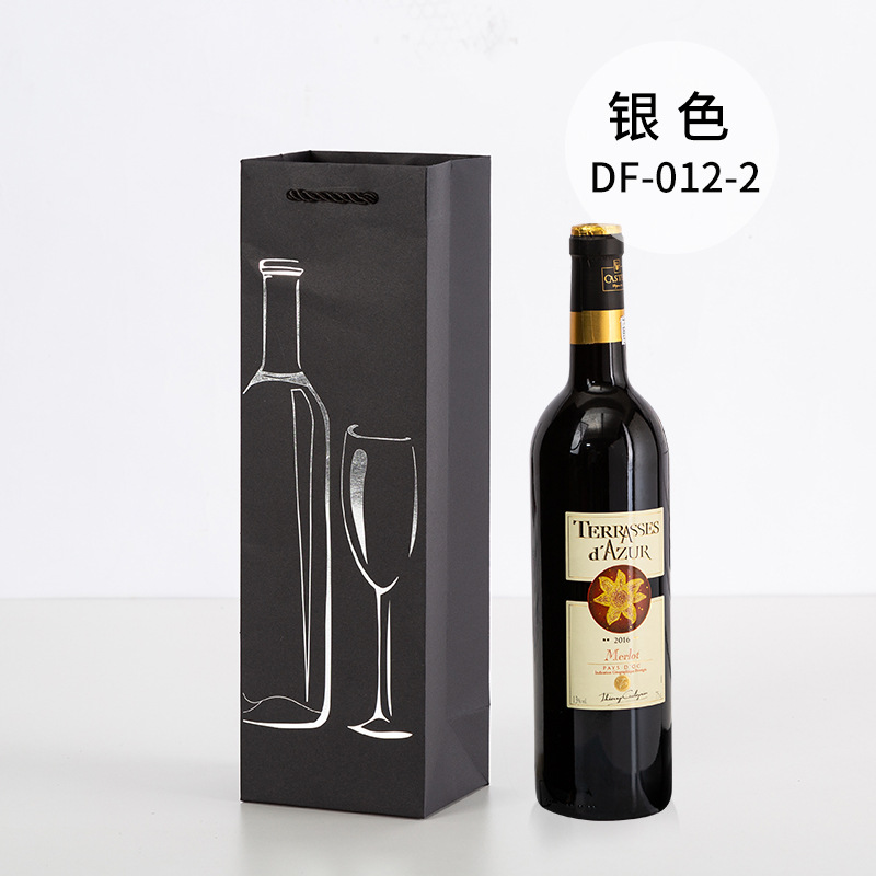 Picture of Red Wine Portable Paper Bag in Stock Hot Stamping Practical Red Wine Gift Packaging Bag Wine Portable Paper Bag Wholesale