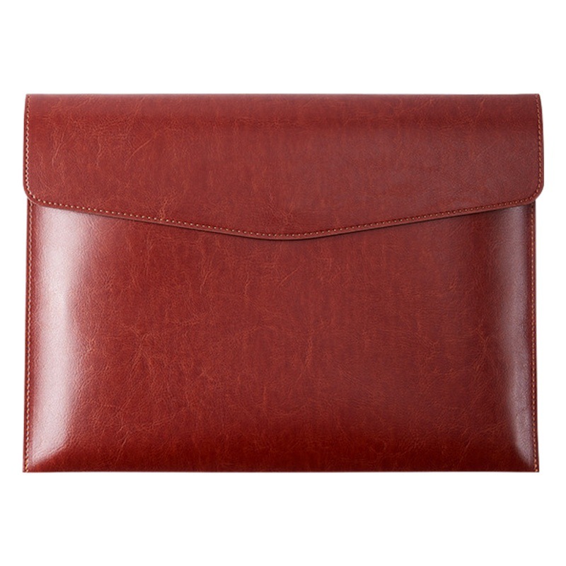 A4 Leather File Bag Business Office File Bag Simple Contract Document Bag Conference Information Storage Ready-Made Cross-Border