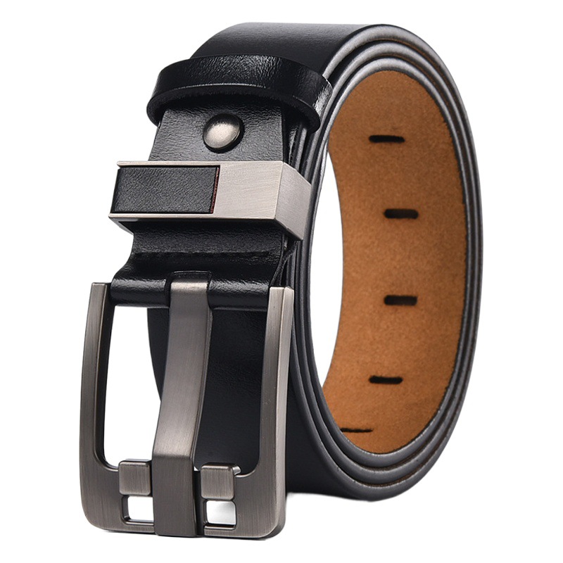 Genuine goods flat pin buckle belt men's belt genuine leather simple youth casual jeans men's pants belt young trendy