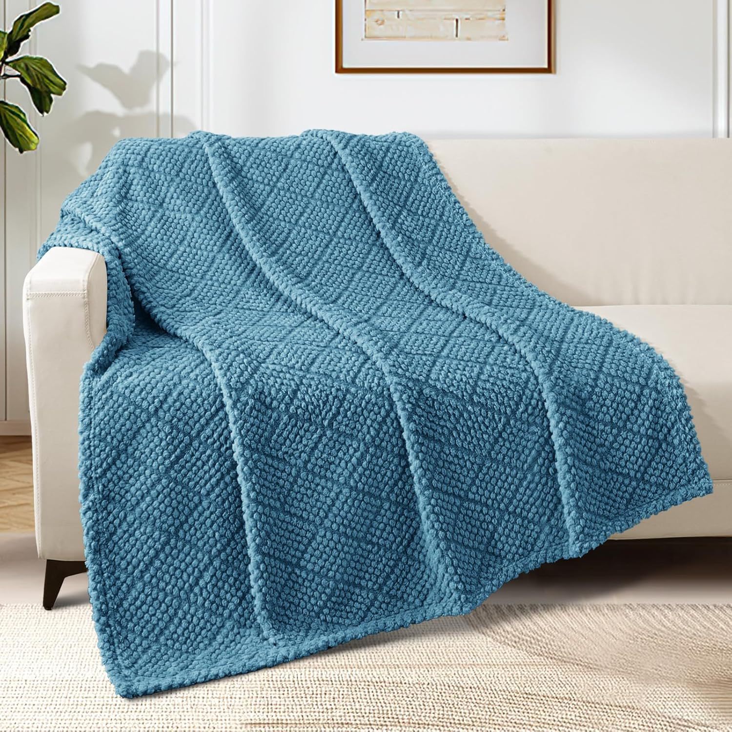 Picture of Cross-Border Mesh Corn Grain Flannel Blanket, Thickened and Fleece-Lined, Suitable for Office Nap, Skin-Friendly, Ultra-Soft Blanket