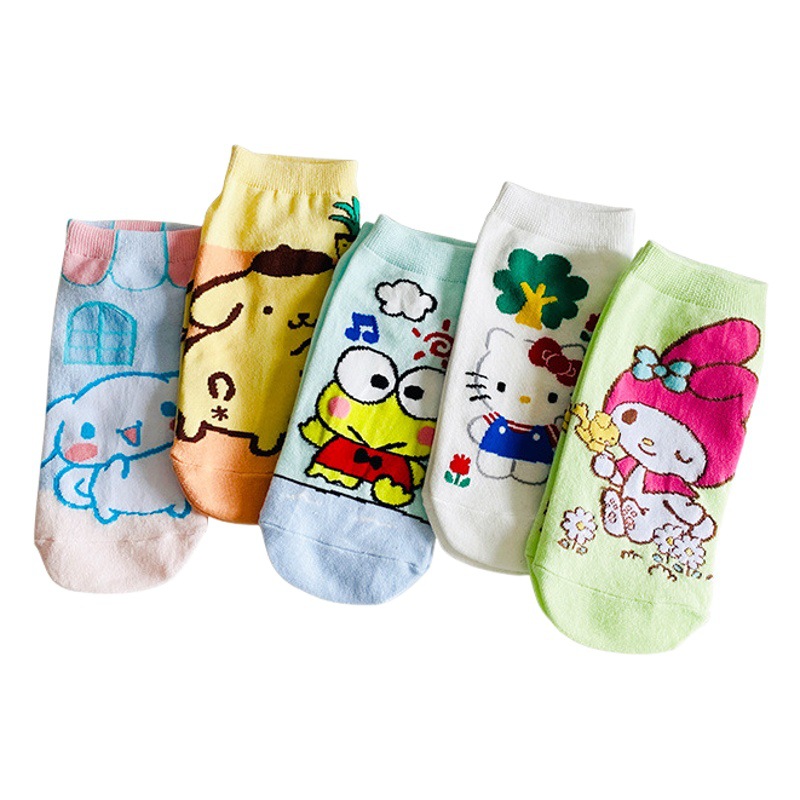 South Korea socks spring and summer new Japanese cute cat cartoon animation sports boat socks Korean women's thin cotton socks
