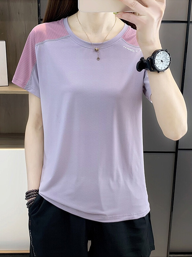 Sports Short-sleeved Women's Quick-drying Professional Running Training Fitness Ice Silk Outdoor Breathable T-shirt Top Badminton Men