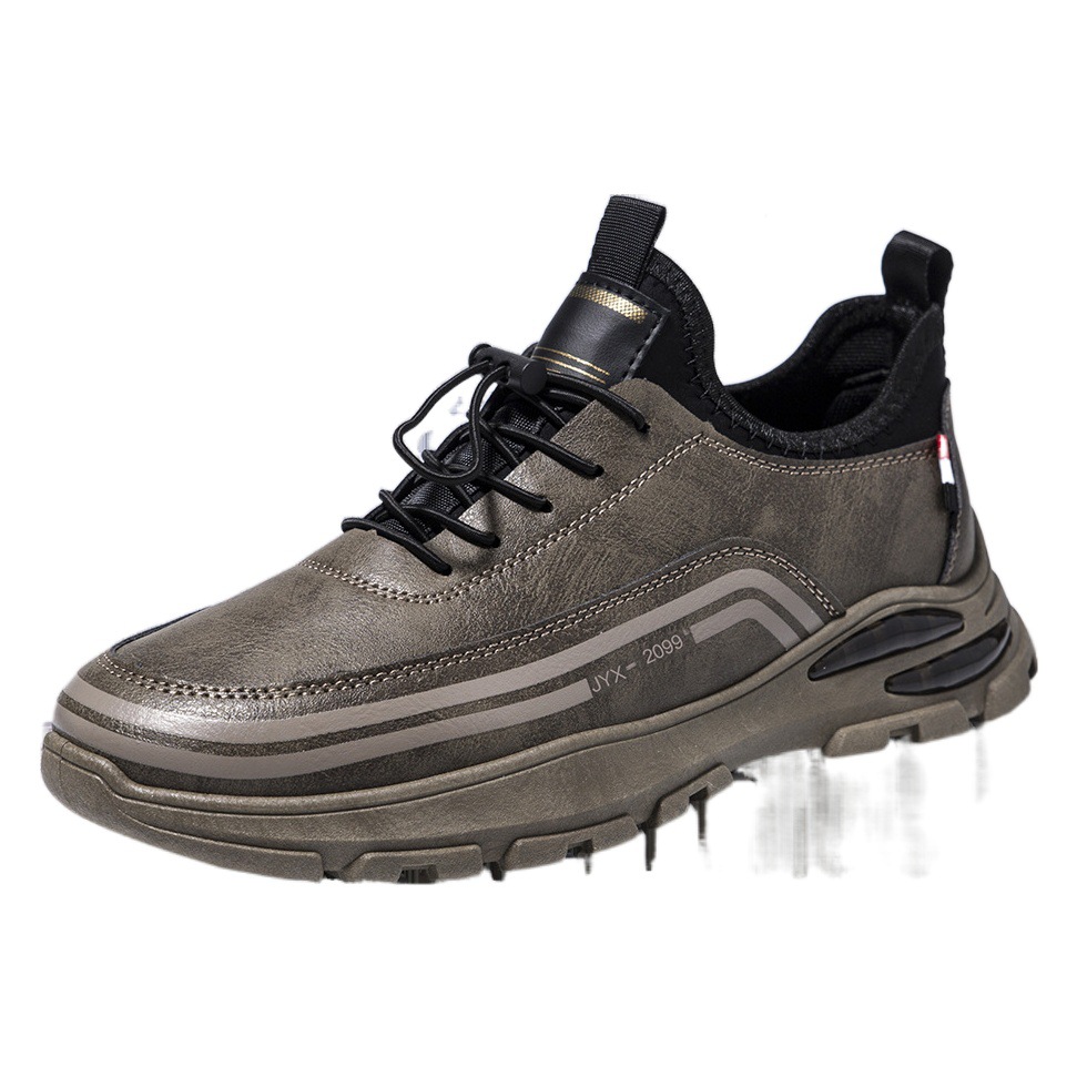 Plus size men's shoes autumn and winter sneaker 2023 new casual leather men's fleece-lined breathable clunky shoes cross-border wholesale