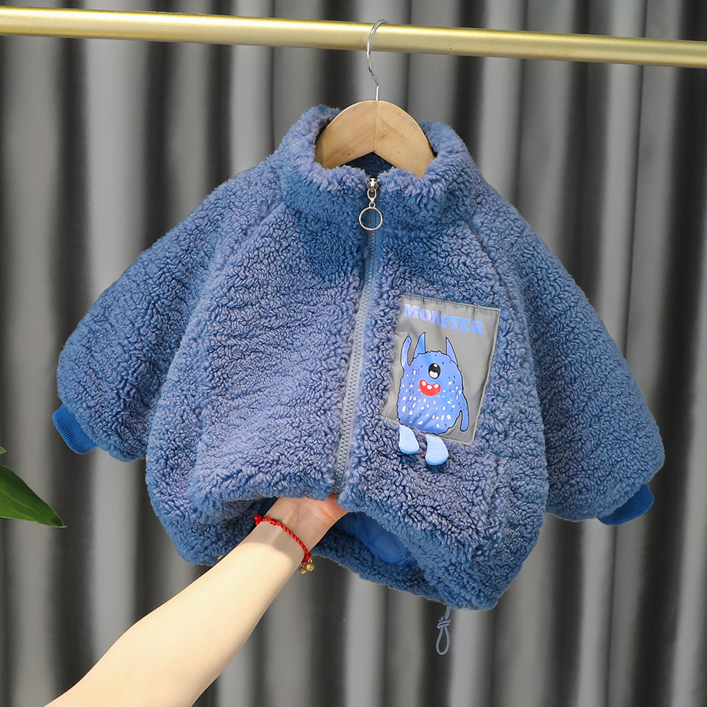 Boys and Girls Cotton Jacket 2024 Autumn and Winter fleece-lined Thickened Baby Winter Clothing Lamb Wool Western Style Children's Cotton Coat