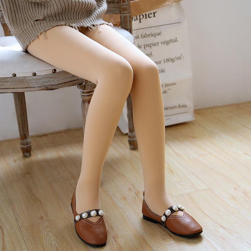 Picture of Wholesale children's autumn and winter fleece-lined thickened pantyhose generation hair girls dancing dragon claw hair white ballet dance socks