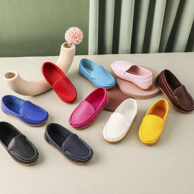 Spring and Autumn Soft-Soled Performance Shoes for Large, Medium and Small Boys and Girls, Bean Leather Shoes, Girls' Black Leather Shoes, One-Legged Children's Shoes