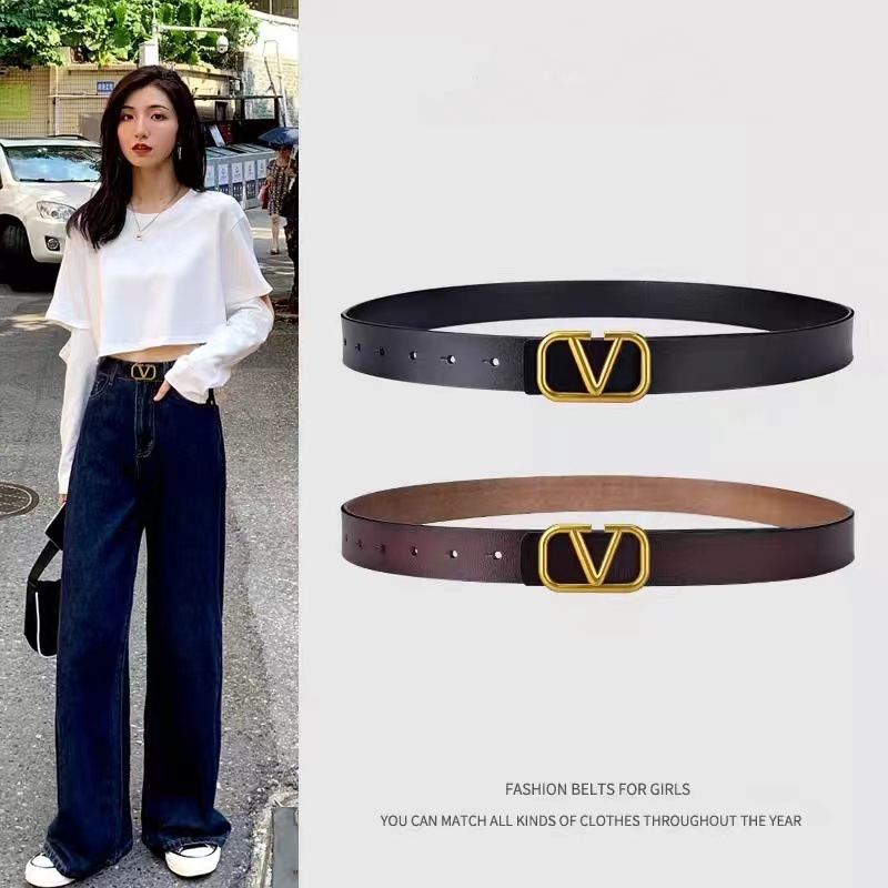 Belt women's high-grade belt women's all-match cow belt Women's belt decorative leather trench coat belt wholesale