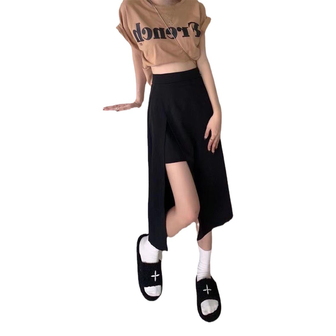 Plus-Size Pear-Shaped Four-Season Slit Suit Skirt, Slimming and Flattering High-Waisted A-Line Mid-Length Skirt, Hong Kong Style Ins