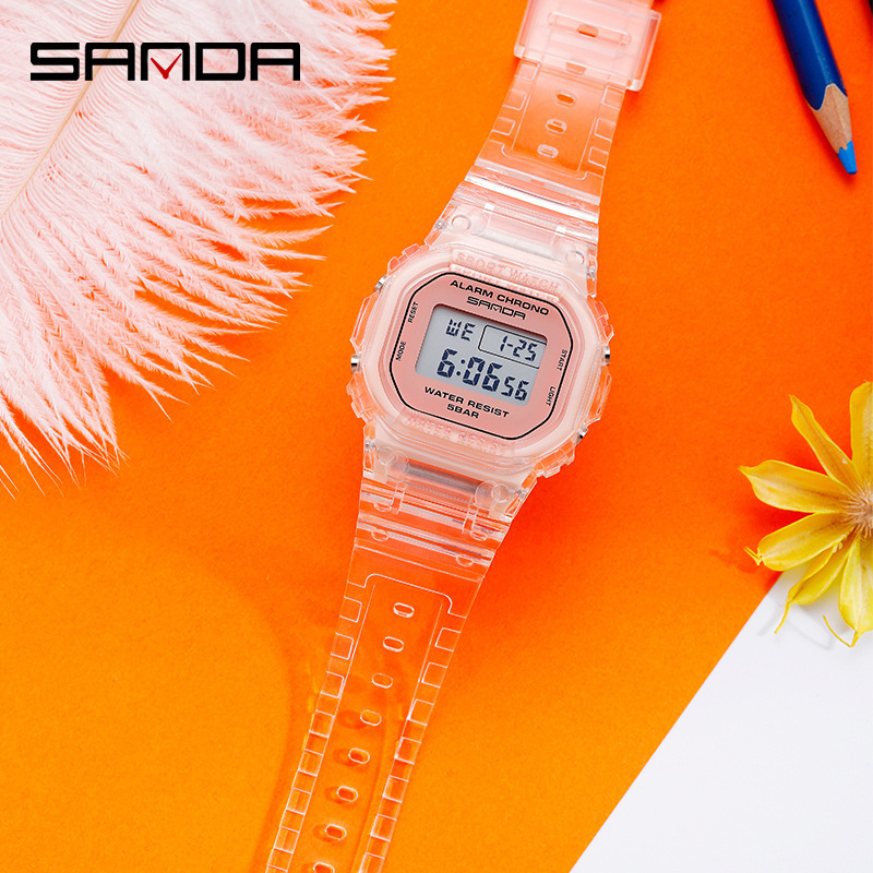 Picture of High-Quality, Popular Live-Streaming Item, Cross-Border Hit, Square Transparent Strap Electronic Watch, Multifunctional, Luminous, Waterproof