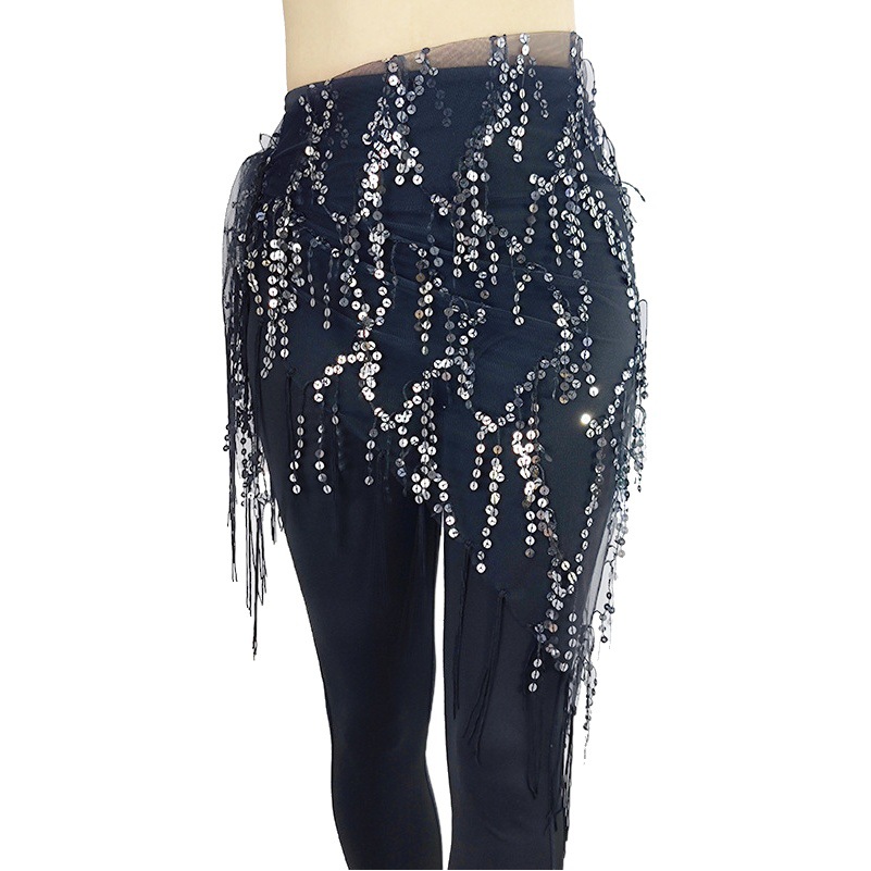 Belly Dance Waist Chain Sequins Tassel Triangle Towel Performance Hip Towel Practice Waist Chain Waist Towel Hip Towel Dance Performance Skirt