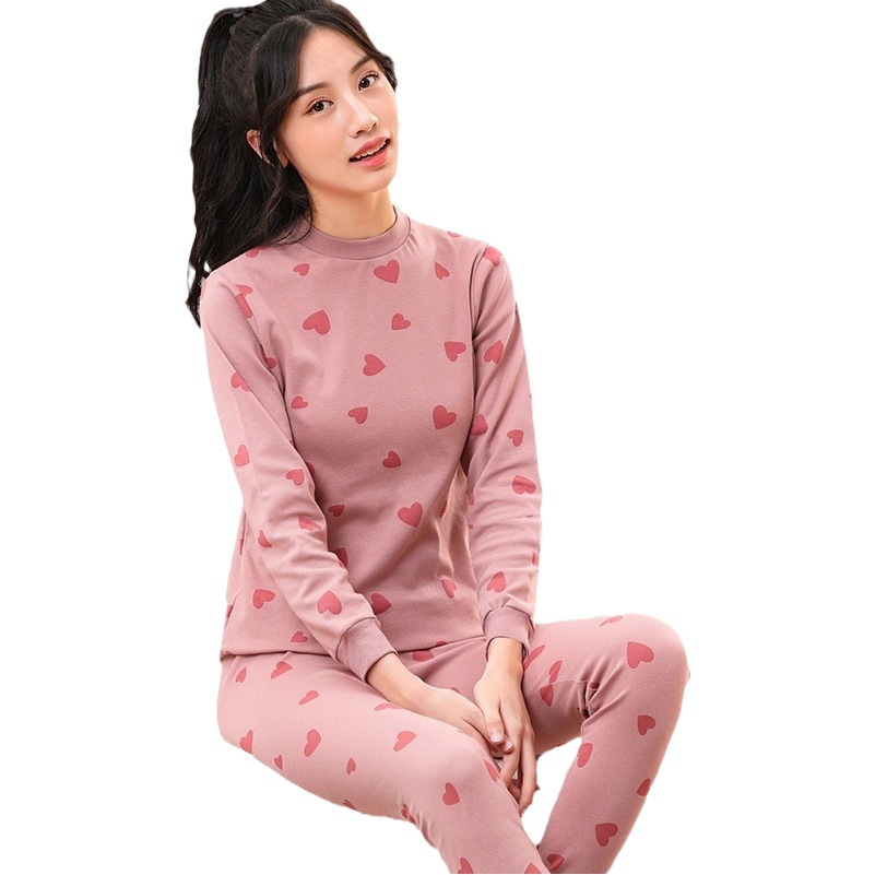 Teenagers cotton autumn and winter children's autumn clothes long pants round neck underwear suit boys and girls warm pajamas cotton sweater