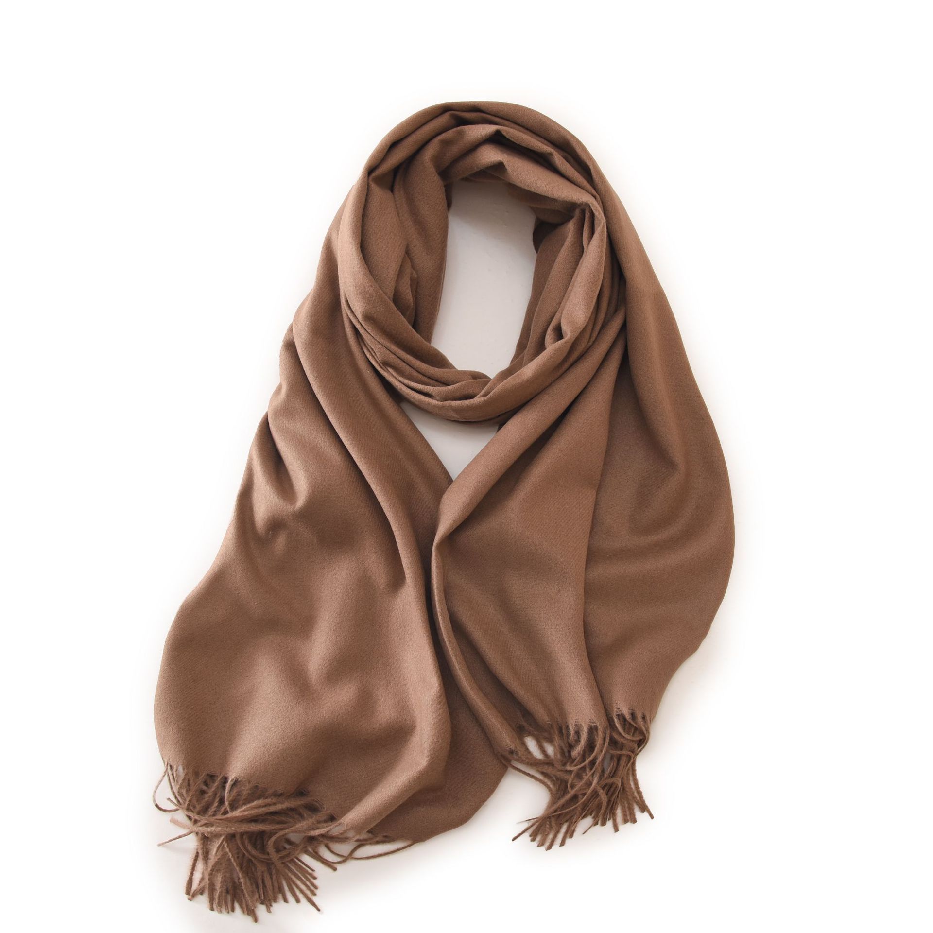 Picture of 2025 Red Scarf Women's Winter Cashmere Solid Color Scarf Shawl High-grade Warm Korean Style Tassel Scarf Men's All-match Scarf