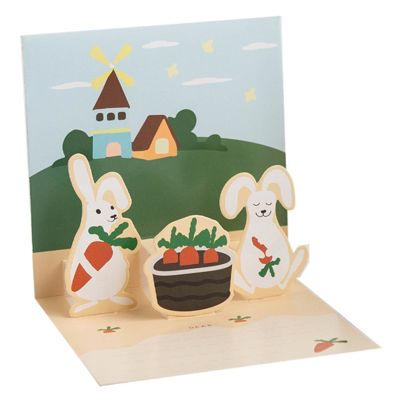 Senyu leaf cute three-dimensional folding greeting card couple children creative thank you letter Gift Birthday blessing small card