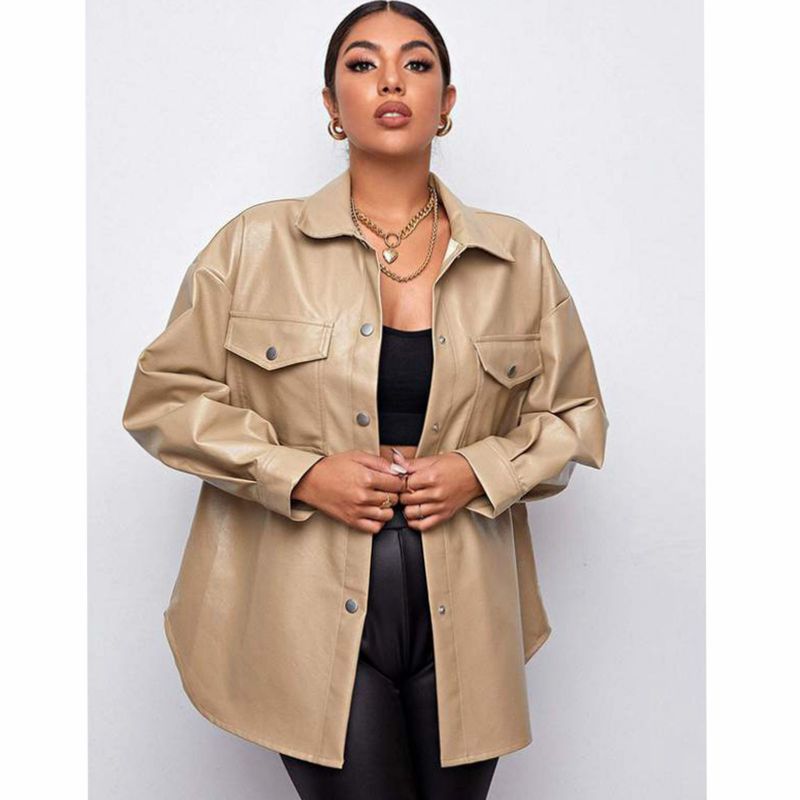Picture of Foreign Trade Amazon Ebay 2024 Winter and Autumn European and American Pu Leather Women's Shirts Trendy Jackets Wholesale Sexy Hot Girls