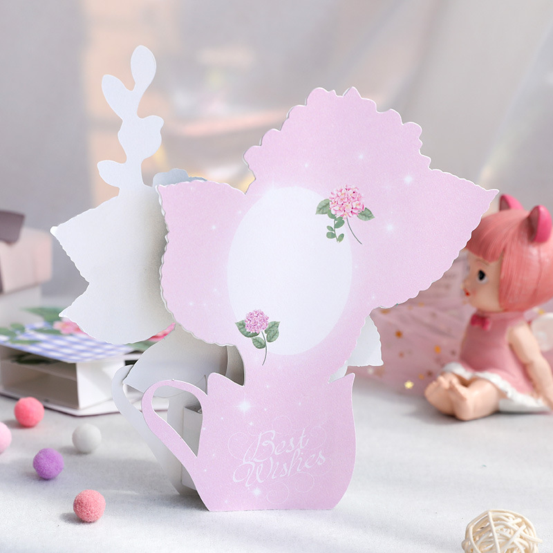 Picture of Mother's Day Three-Dimensional Greeting Card Hydrangea Flower Paper Carving Ornament Card Creative Birthday Wishes Handmade Gift Card Wholesale