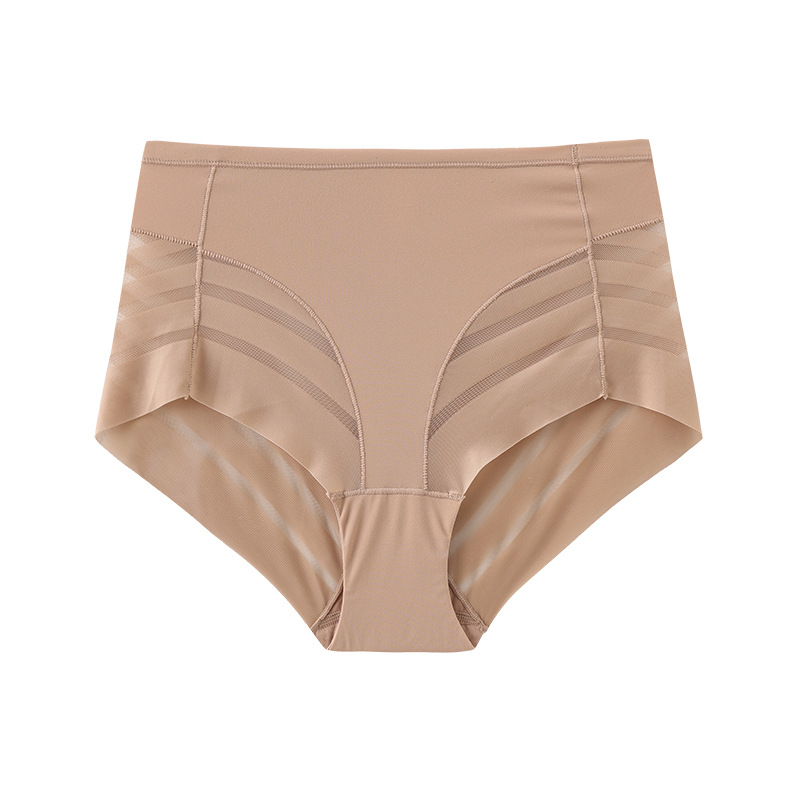 Picture of Cross-border mid-waist mesh ice silk briefs plus size thin breathable European and American sexy striped seamless underwear for women