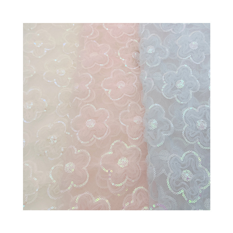 Picture of Three-Dimensional Plate with Three-In-One Plum Blossom Sequin Embroidery Multi-Color Gradient Sequin Embroidery Children's Clothing Women's Dress