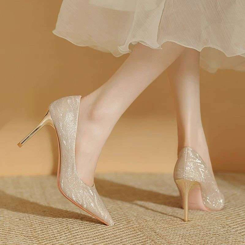 French Wedding Shoes That Are Not Tiring for the Feet, High-End Bridal Shoes for Women 2025 New Hexiu Wedding Dress Daily Two-Wear High Heels