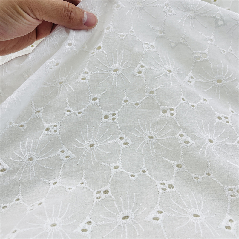 Wholesale cotton hollow lace embroidery cloth water soluble cotton perforated embroidery fabric Lolita cotton embroidery cloth