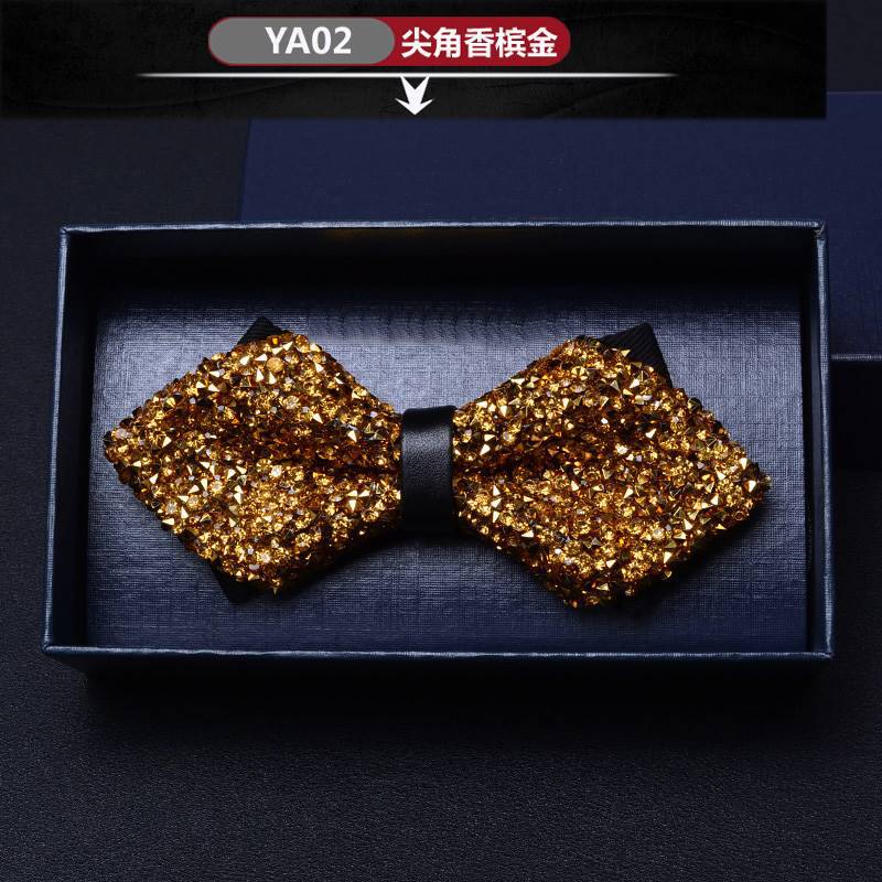 Picture of Pointed Boxer Bow Tie Men's Wedding Wedding Bridegroom Shirt Brothers British 3D Crystal Fashion Wine Red