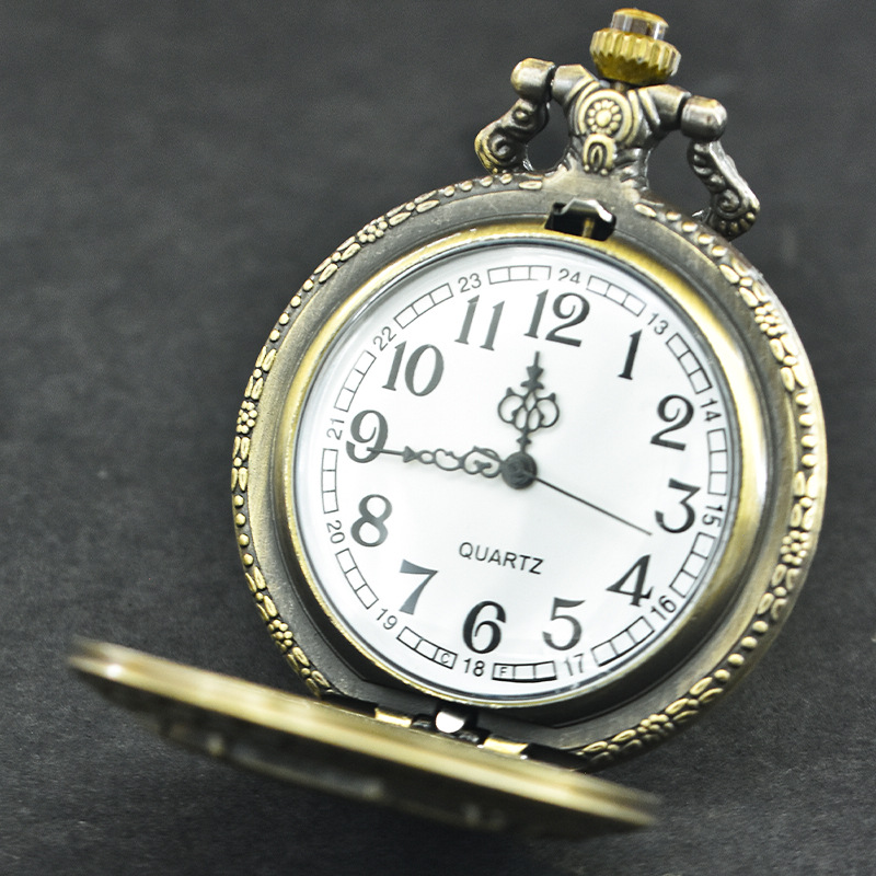 Picture of Train head large three-dimensional retro pocket watch cross-border wholesale bronze decorative hanging watch travel commemorative necklace flip cover