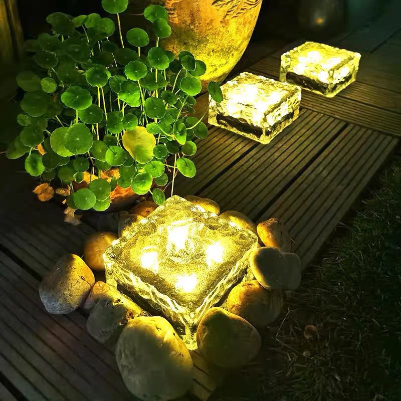 Solar Floor Tile Lights Outdoor LED Lawn Lights Buried Garden Lights Ice Brick Decorative Lights Courtyard Lights Outdoor Waterproof