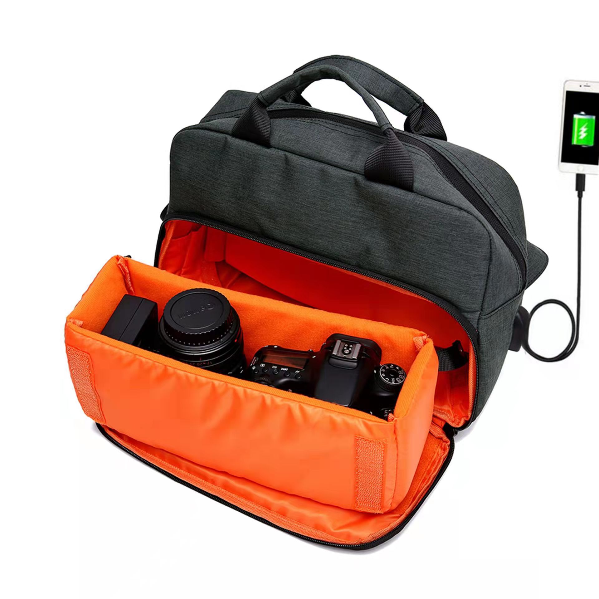 Picture of New SLR Camera Bag Men's Shoulder Photo Bag Multifunctional USB Waterproof Rain Cover Wear-resistant Crossbody Shoulder Bag