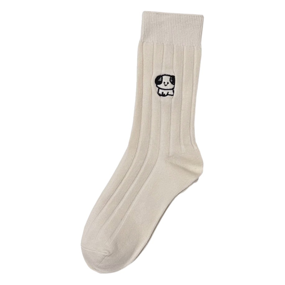 Socks women's autumn and winter mid-calf length socks warm all-matching ins trendy super hot sports casual stockings white anti-embroidery socks