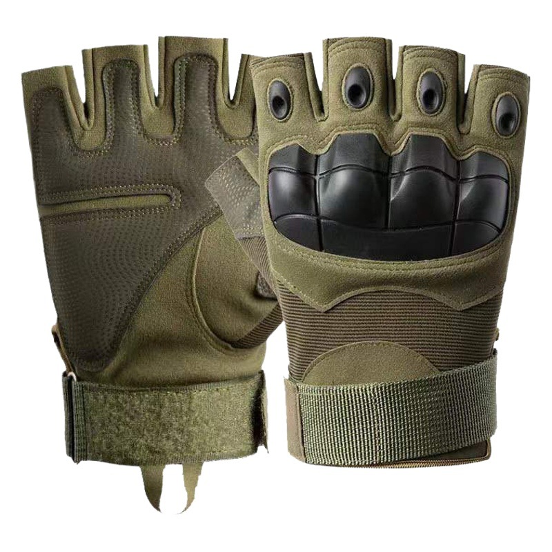 Tactical Half-finger Gloves Men's Breathable Non-slip Wear-resistant Hard Shell Protective Army Fan Outdoor Fighting Training Long-finger Gloves