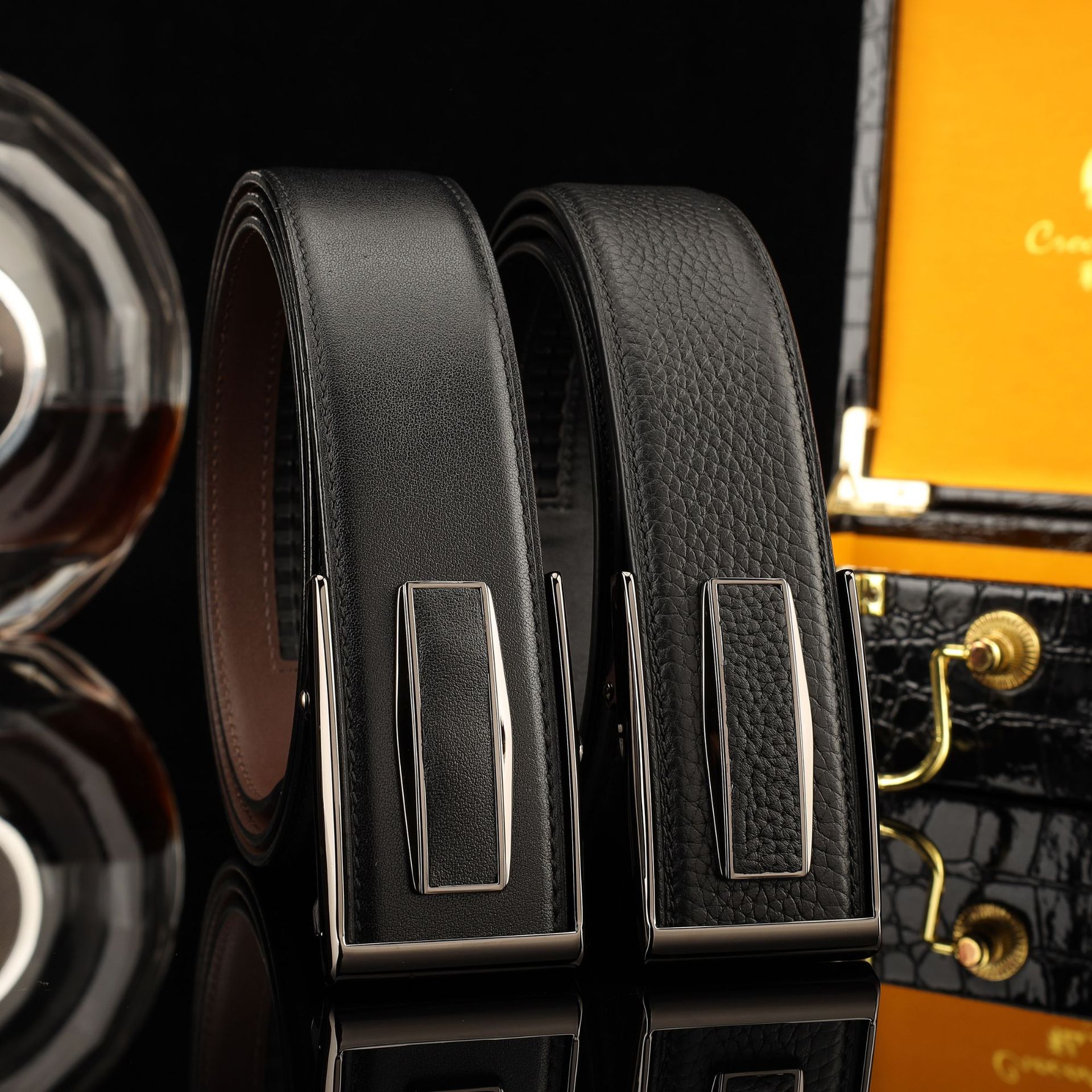 High-grade wild cowhide leather automatic belt fashion leather belt business casual versatile 3.8cm