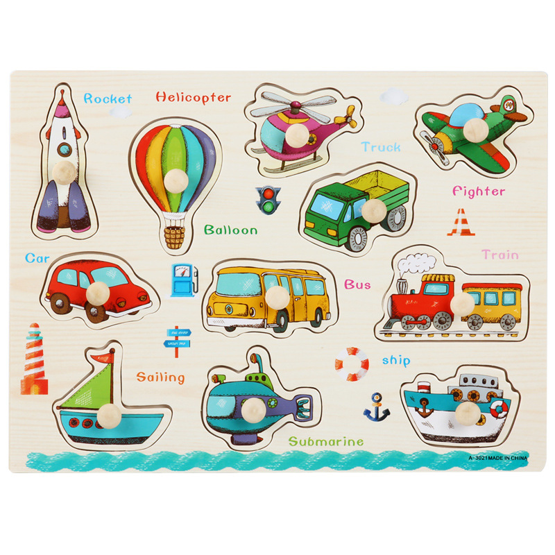 Picture of Factory wholesale hand-held board early education educational toys digital letters animal puzzle beneficial intelligence baby wooden toys