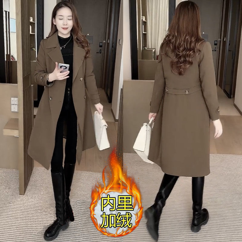 Picture of Mid-length Windbreaker Coat Women's 2025 Autumn and Winter New Arrival Foreign Elegant Slim Look Dress Collar Cotton Warm All-match Coat
