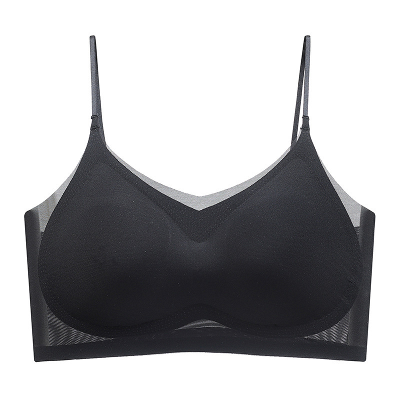 Picture of Bra women's new breathable comfortable ice silk underwear seamless wireless push up top support ultra-thin plus size underwear women