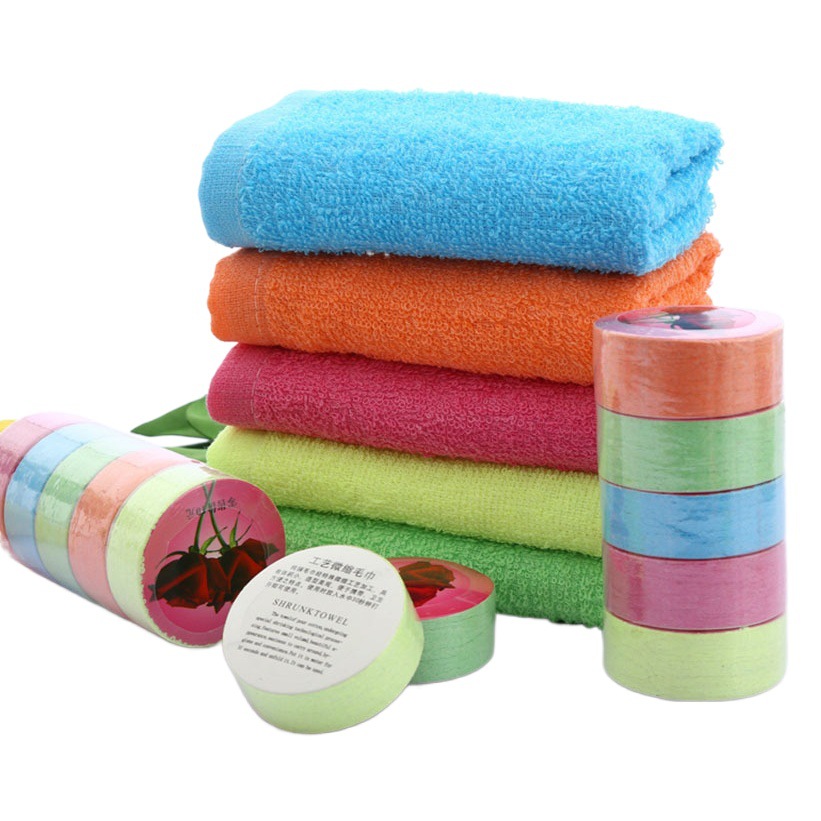 Pure Cotton Compressed Towel Colorfulful Terry Style Custom Disposable Towel Advertising Gift Export Travel Compressed Towel