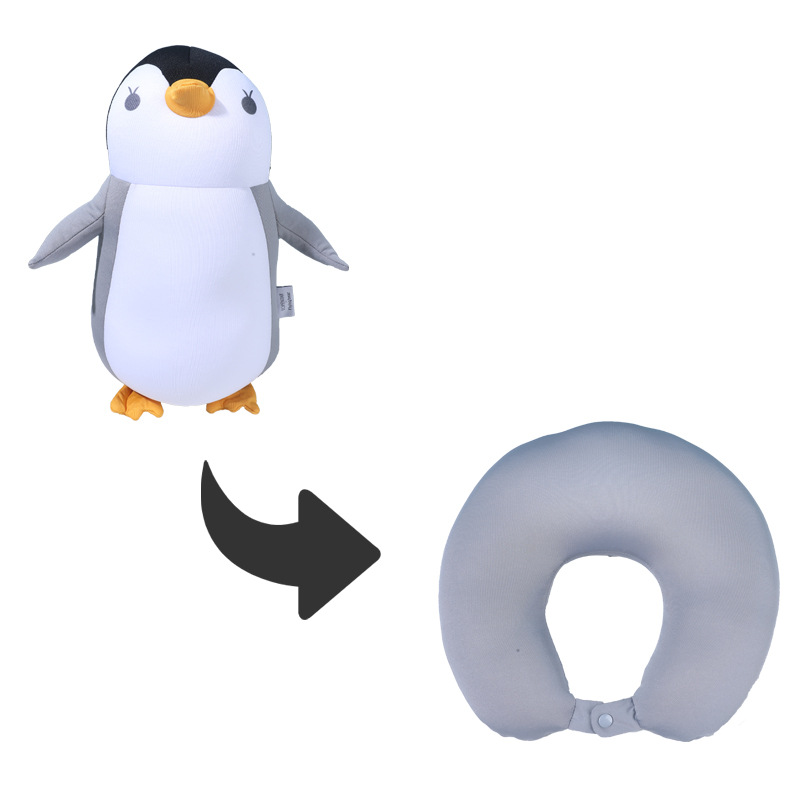 Picture of Penguin U-Shaped Pillow Foam Particle Neck Pillow Cartoon Shape Two-In-One Transformable Pillow Hug Pillow Convertible Neck Pillow