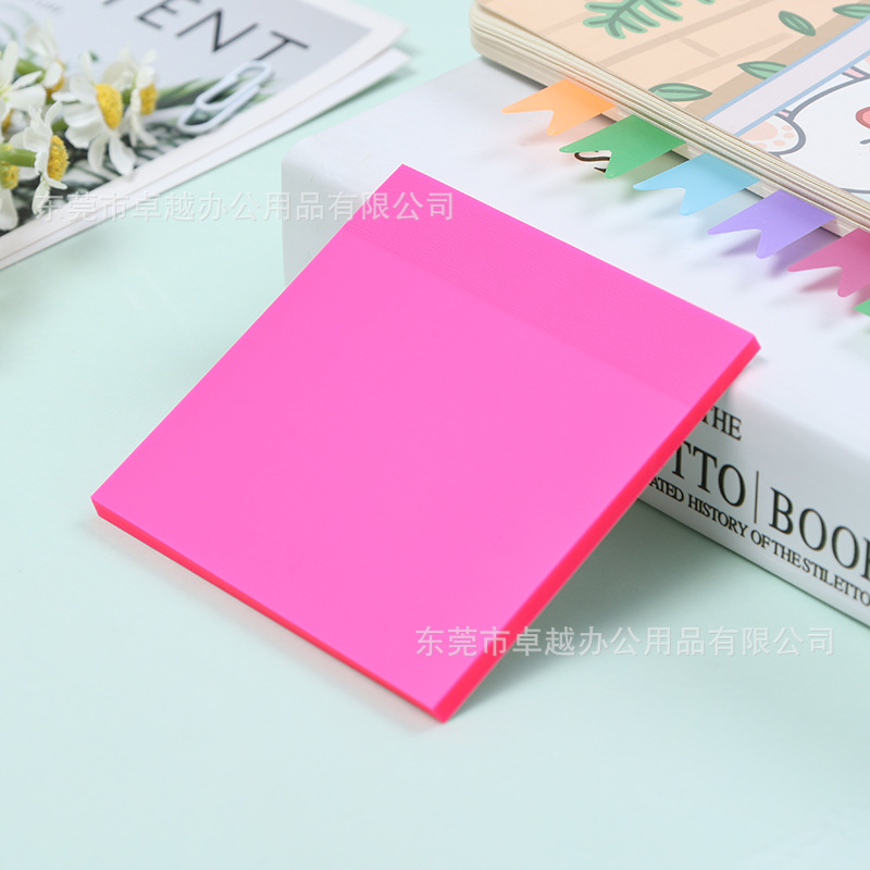 Picture of PET fluorescent notes for students to use key marks to write strong sticky plastic waterproof wrong topic transparent post-it notes