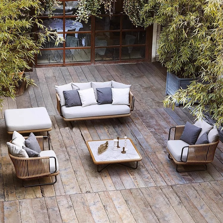 Outdoor sofa rattan chair courtyard sun-proof garden balcony B & B leisure chair outdoor sofa coffee table combination waterproof