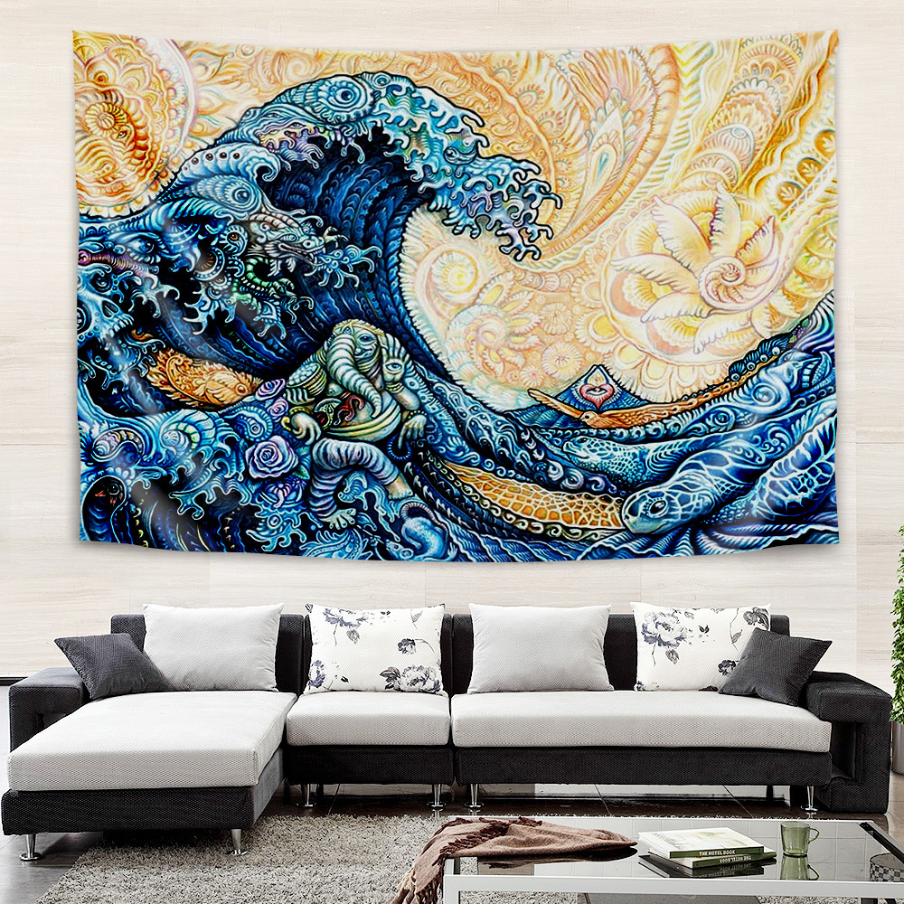 Picture of Internet Celebrity Background Cloth Ins Style Ukiyo-e Wall Cloth Tapestry Bedroom Room Decoration Background Wall Bedside Hanging Cloth